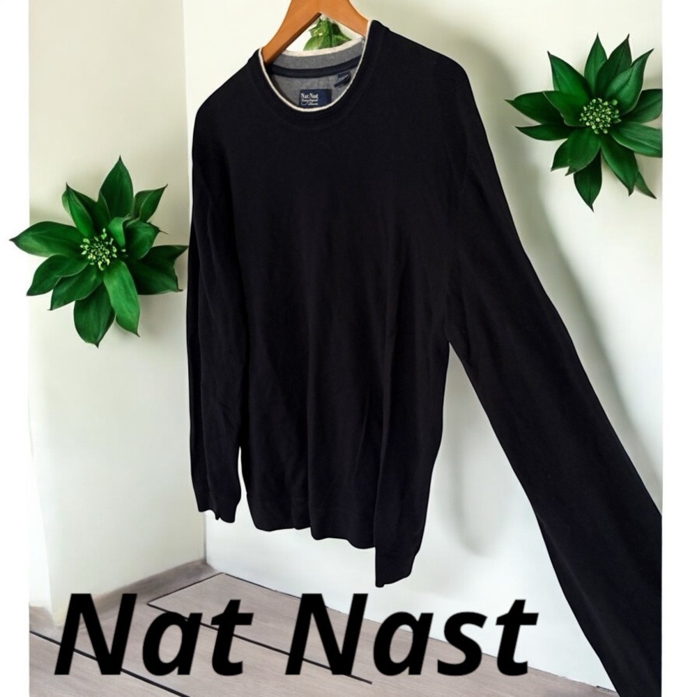 Nat Nast-Men’s large “American Fit” crew neck sweater. Black. Good preowned cond